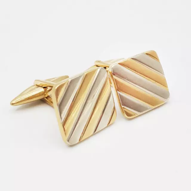 Dunhill 18k Yellow & White Gold Stripe Cufflinks 2