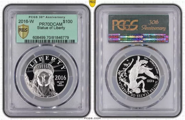 2016 W $100 Platinum Eagle Statue of Liberty PCGS PR70