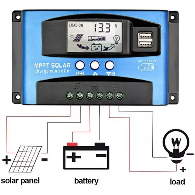 100A Solar Ladegerät Controller Panel Regler Daul-USB Digital LCD 12V-24V MPPT