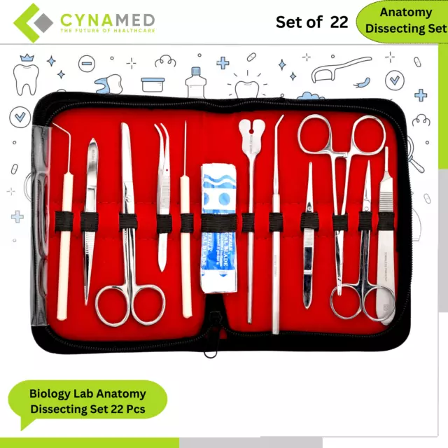 Cynamed Advanced Dissection Biology Lab Anatomy Dissecting Set 22 Pieces