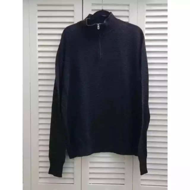 $350 Canali Black Quarter Zip Sweater Mens 56 XL Made in Italy