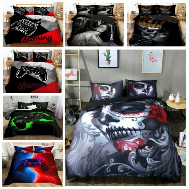 Game Skull Doona Duvet Quilt Cover Set Single Double Queen King Size Soft Bed AU