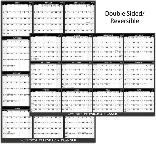 DRY ERASE CALENDAR 20232024 July 2023 June 2024, Yearly Wall