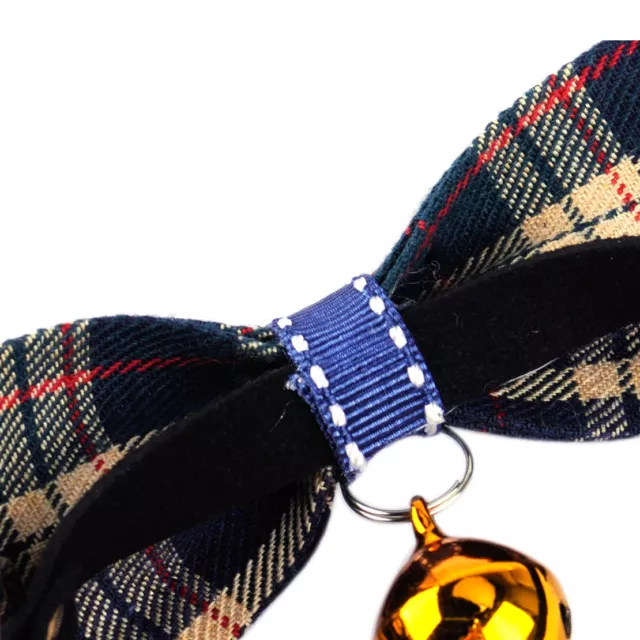 Adjustable Tartan Pet Puppy Dog Cat Kitten Bow Tie Collar Necktie & Bell 3