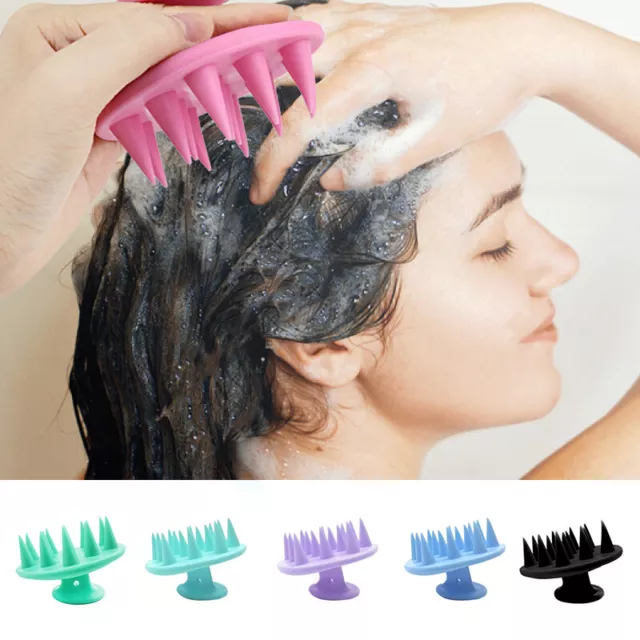 Head Scrubber Shampoo Brush Hair Scalp Massager Comb Wash Soft Silicone Bath UK