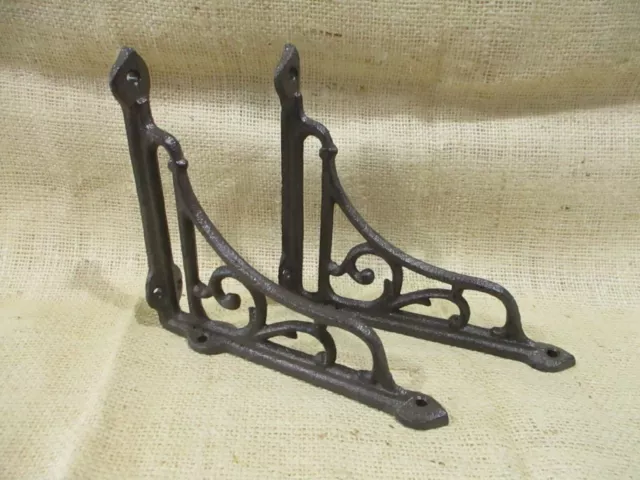 2 Antique Style Vine Shelf Brace Wall Bracket Cast Iron Corbel 6" X 6 1/2" Brace