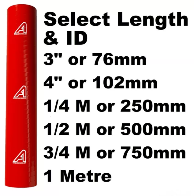 Red Straight Silicone Reinforced Coupler Hose 3" 4" 1/4 M 1/2 M 3/4 M 1 Meter