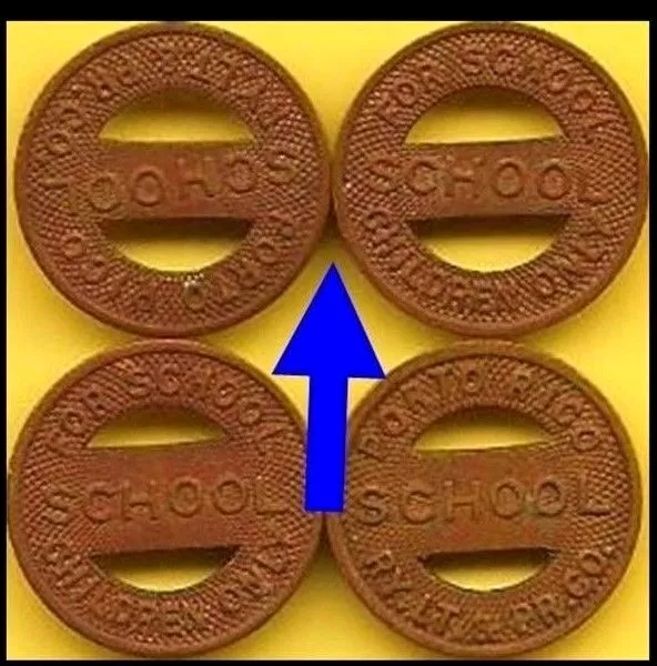 SCHOOL CHILDREN Porto PUERTO RICO 1926 transit THIN token coin Ficha Vale Moneda