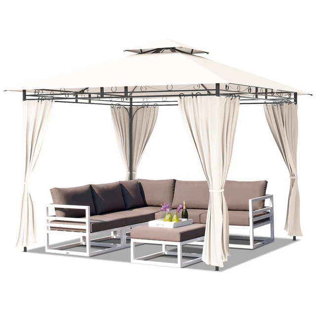 Pavillon 3 x3 m(9.8x9.8FT) Gartenlaube mit 4 Seitenteilen,Garten,Camping