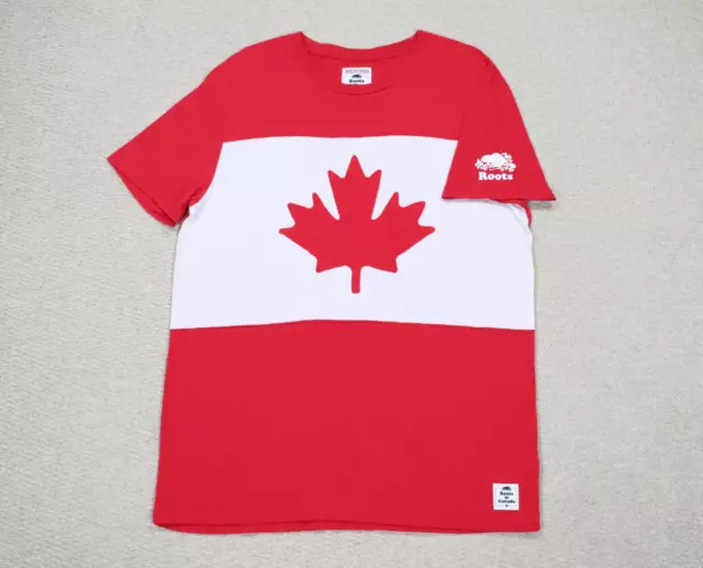 Roots Canada Adult Large Red Maple Leaf Flag Made In Canada Short Sleeve