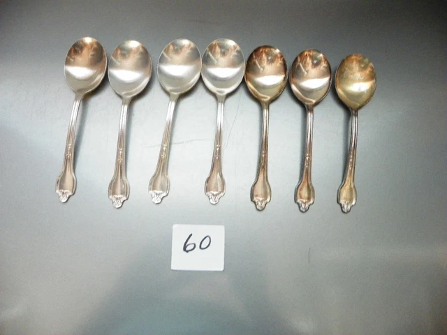 Set Of 7 International Silver Co. Xii  Falmouth Cream/Soup Spoons  Silver Plate