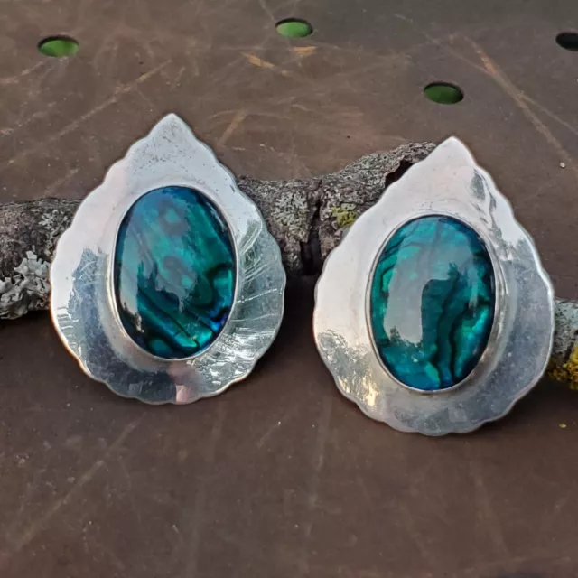 Paua Shell Vintage Sterling silver Teardrop Southwest stud Earrings Abalone