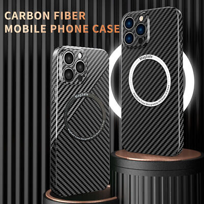 Coque Housse MagSafe iPhone 12 13 14 pro max plus Fibre Carbone Luxe Case Cover