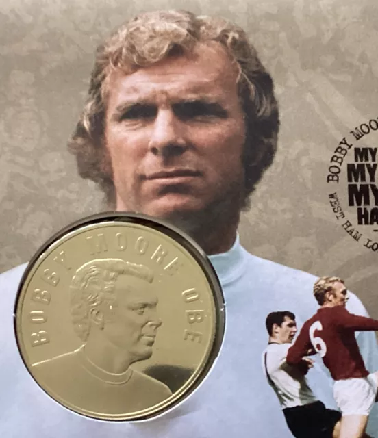 GB QEII 1996 WM Fußball Bobby Moore Medaillencover RMC50 West Ham LondonSHS 3