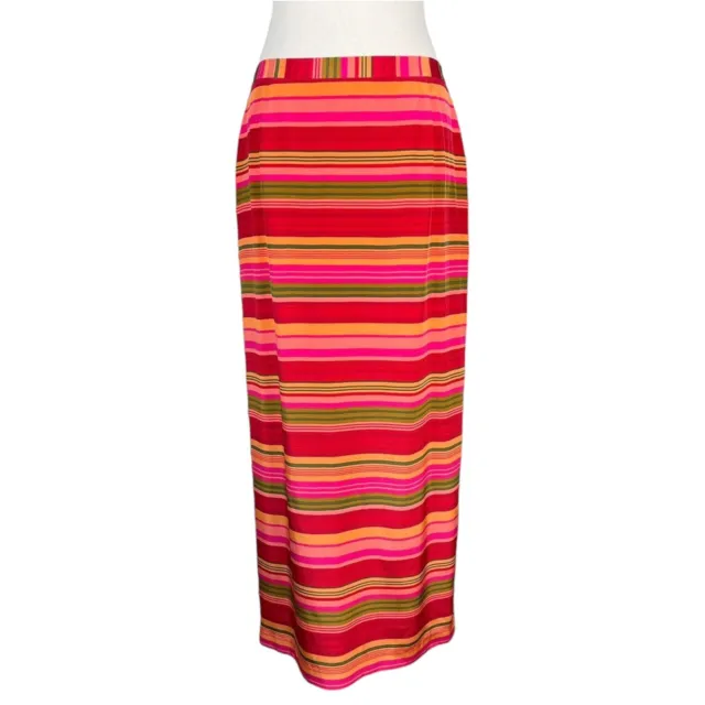 Vintage Y2K Maxi Skirt Womens Small Silk Southwestern Striped Low Rise Long