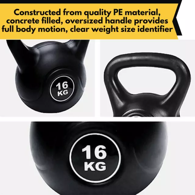 Kettle Bell 16KG Training Weight Fitness Gym Kettlebell Home Gym Lifting Workout 2