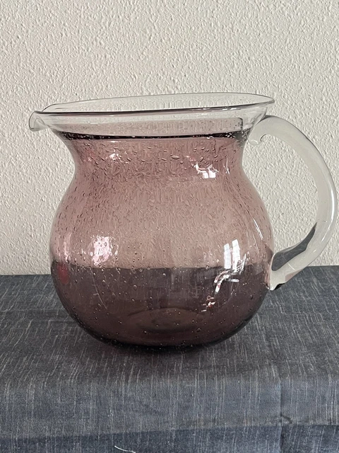 Large Purple Controlled Bubble Hand Blown Pitcher