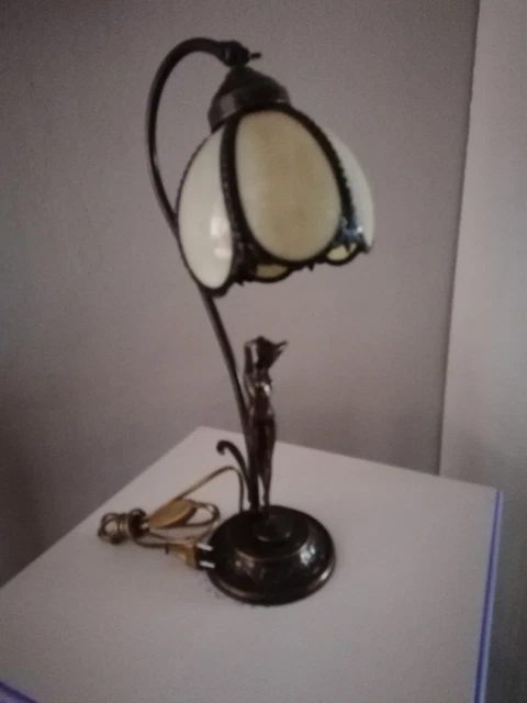 Lampada da tavolo ballerina ottone paralume stile tiffany
