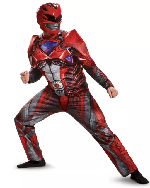 Red Ranger Deluxe Muscle Power Rangers Movie Superhero Men Costume XL