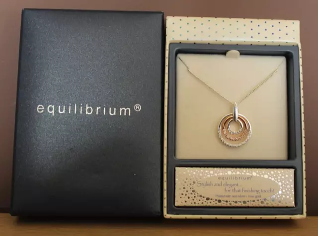 Equilibrium Necklace Two-Tone Three-Ring Pendant Silver/Rose-Gold Colour