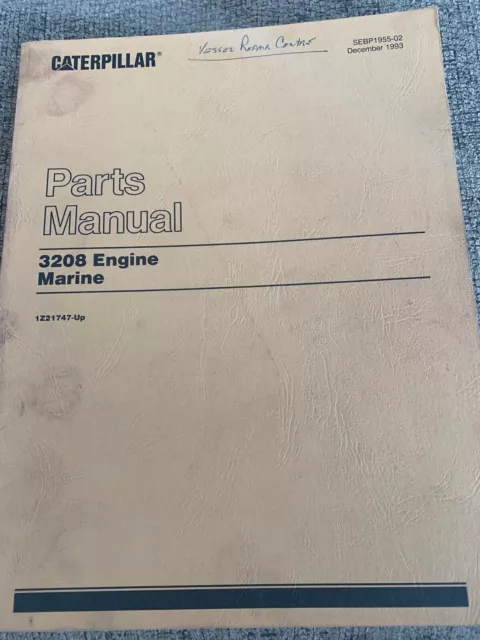 Cat Caterpillar 3208 Marine Engine Parts Manual Book S/N 01Z21747-Up Sebp1955