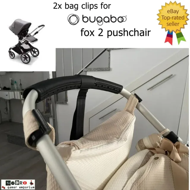 2x Bugaboo Fox 2 Stroller Pushchair Bag Clip Shopping Carry Pouch Holder Aid