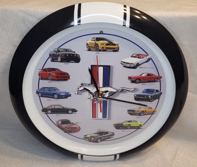 HISTORY OF THE Ford Mustang Wall Clock 13" with Engine Sounds Tested