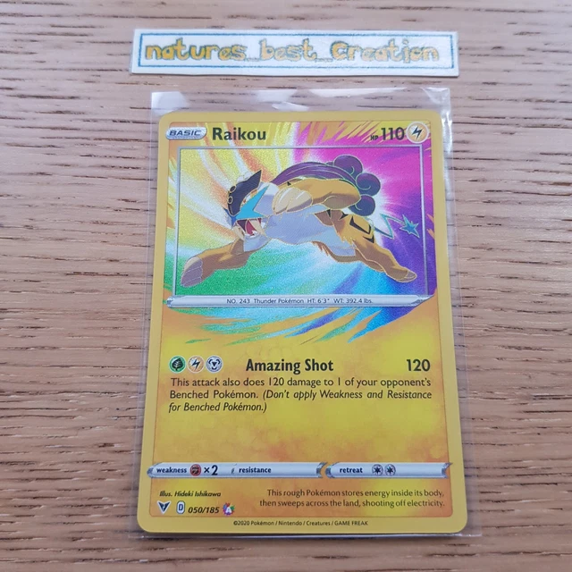 MINT Condition Raikou 050/185 Holo/Shiny Pokemon Card, Vivid Voltage Rare