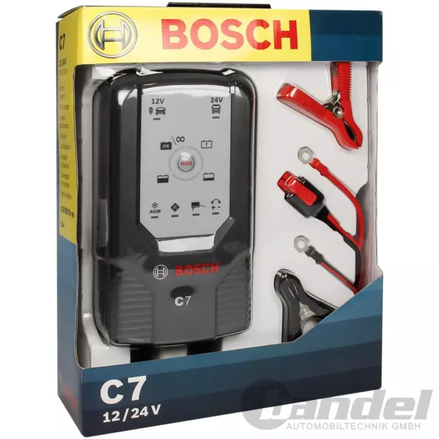 BOSCH C7 KFZ AUTOMATIK-BATTERIE-LADEGERÄT 7.0A 12V/24V 14-230Ah MOTORRAD PKW LKW