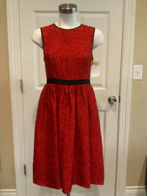 Jason Wu Fall 2012 Red Floral Lace Fit & Flare Dress, Size 4 (US)