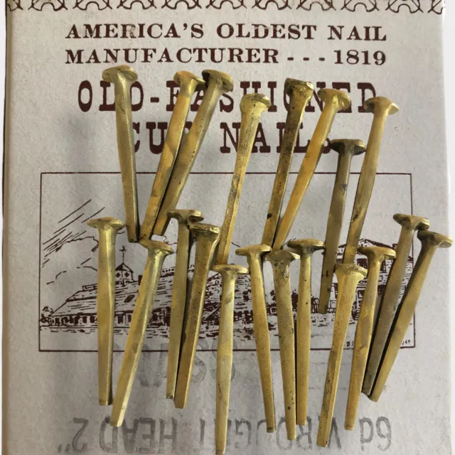 Antique Furniture Restoration Tremont 20 Pc 2" 6d Brass Cut Wrought Head Nails