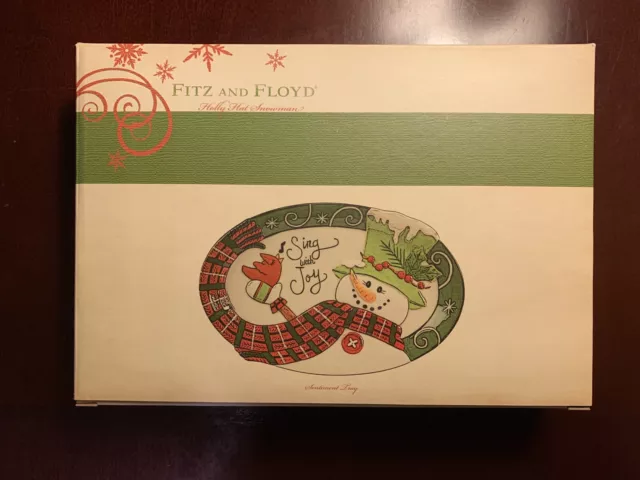 FITZ and FLOYD / Holly Hat Snowman - Sing with Joy - Christmas Sentiment Tray  