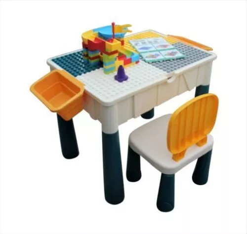Juego de escritorio de mesa y silla para niños actividades para jugar y construir ladrillos 46 x 46 cm