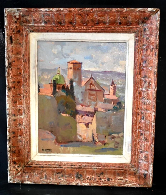 Tableau Peinture à L'huile Sur Panneau Signé Fortuné Car - Paysage De Marseille Et La Provence