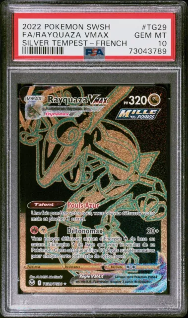 Carte Pokémon Rayquaza VMAX FA Gold TG29/TG30 PSA 10 Tempête argenté - FR 🔥