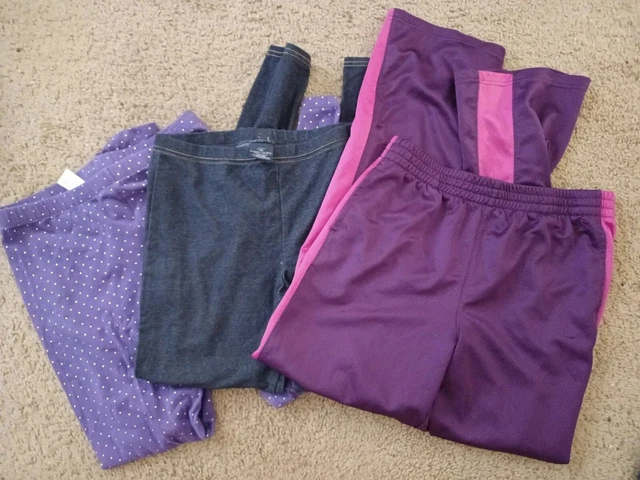 💜 Girl's XL 3 Pair Leggings & Pants Lot Purple Blue Jean 14-16 Set Jeggings