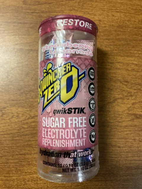 Sqwincher ZERO Sugar Free Electrolyte Drink 10 Strawberry Lemonade Qwik Stik