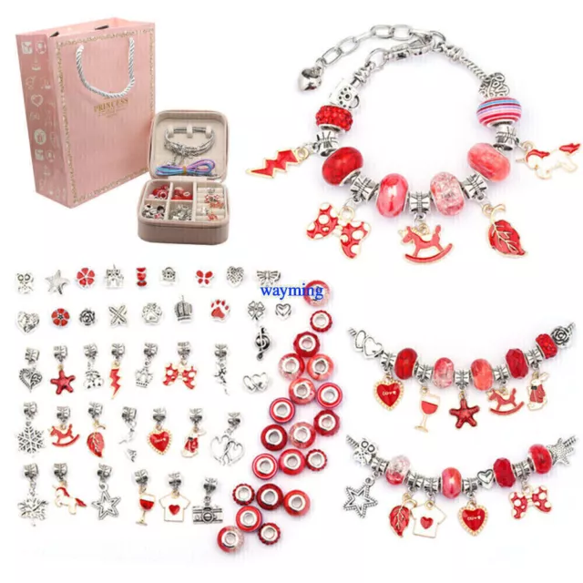 Girls Bracelet Making Kit Beads Jewellery Charms Pendant Set DIY Craft Kids Gift