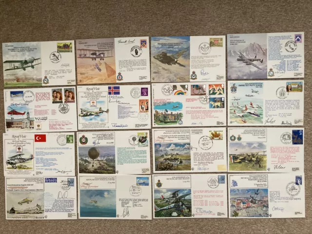 16 RAF Covers ALL SIGNED - Military, Aircraft, Aviation Flight etc. (Set AA1)