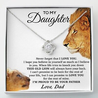 To My Daughter Necklace, Gift For Daughter From Dad, Daughter Father Lion Gift