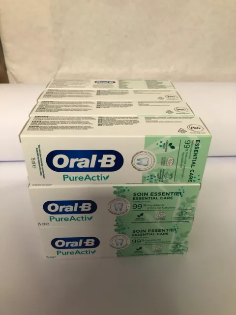 LOT DE 12 DENTIFRICES ORAL-B PureActiv soin essentiel 99% ingrédients naturel