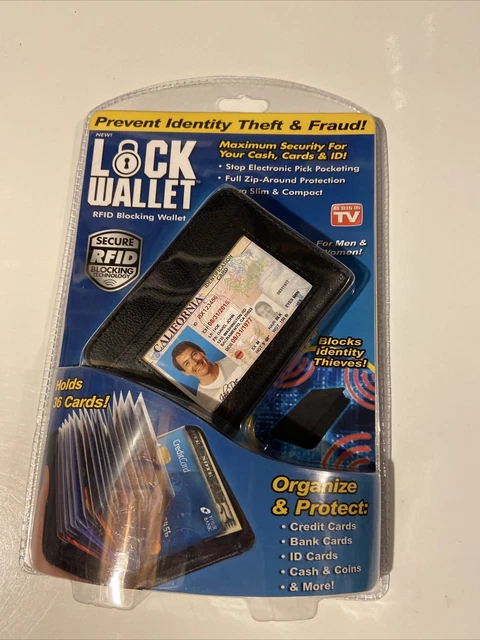 LOCK WALLET Ultra Slim As Seen On TV Secure RFID Blocking Tech Holds 36 Cards