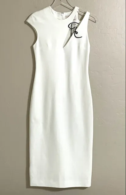 Cushnie Et Ochs White Pencil Dress Cap Sleeve Twist Cutout SZ 4 NWT $1,645