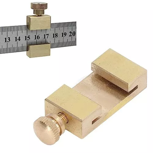 2Pcs Brass Scribe Steel Ruler Ruler Stops Fences Mini Woodworking Angle Line ...
