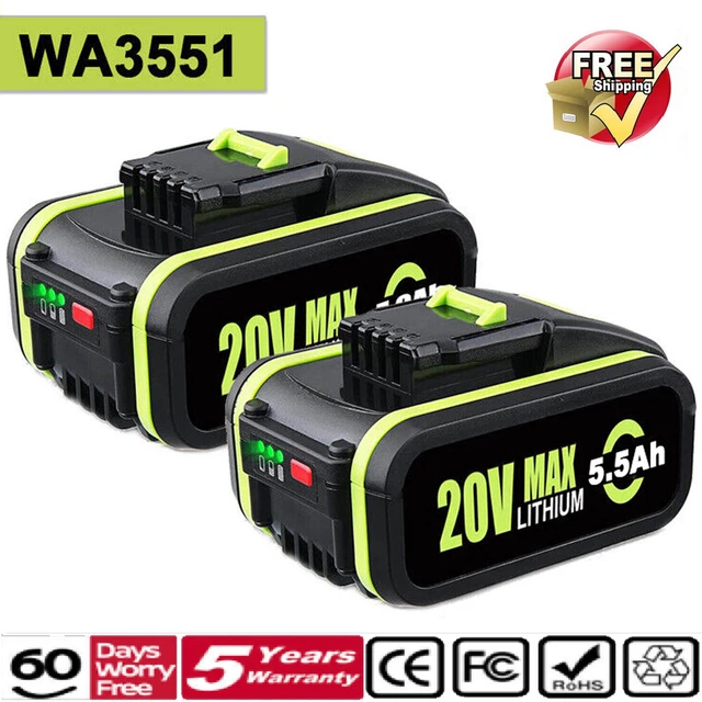 LabTEC 2 stuks reservebatterijen 20 V 4000 mAh/4,0 Ah voor Worx 20V WA3551, WA3551.1, WA3553, WA3553.2, WX372.1, WX80000 WX80000 WX3 WX3 WX80000 WX3 WX80000 WX3 WX80000 000 W X3 WX3 802 WXS