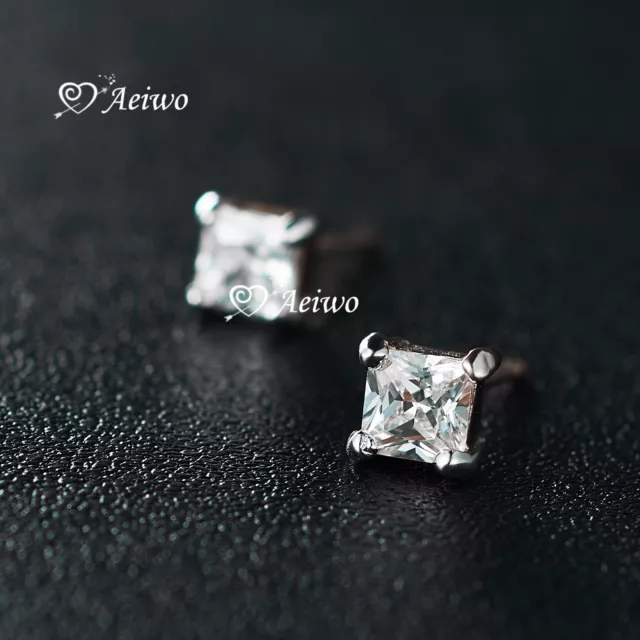 18K White Gold Earrings Gf Cubic Zirconia Sparkling Stud Classic 0.75Ct 2