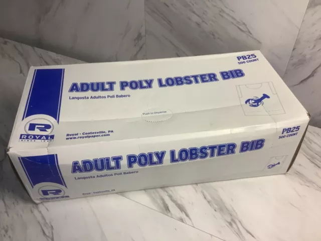 Royal Paper Products Light Weight Poly Adult Lobster Bib | 500/Pack~ PB25