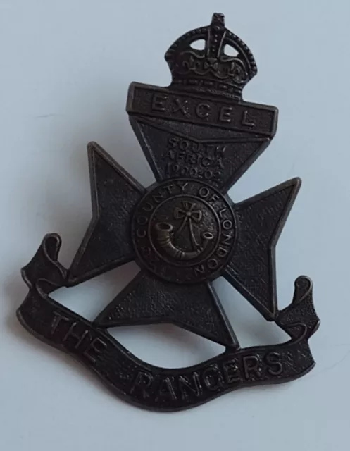 WW1 12th County of London  Battalion (The Rangers) Cap Badge KC 1908 ANTIQUE Org