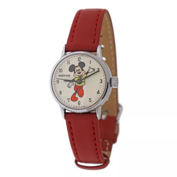 Mickey Mouse Edition Armbanduhr Handaufzug PRATINA 1987 Sammlerstück Selten