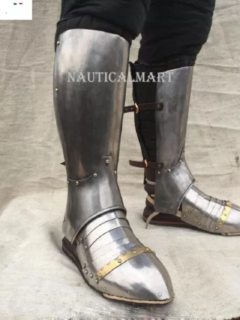 Medieval Functional Greaves Armor Leg Guard With Shoes German Knees